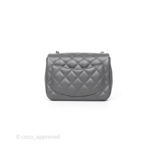 Chanel Mini Square Grey Lambskin Gold Hardware