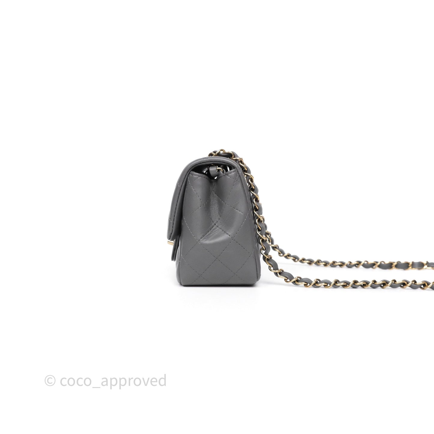 Chanel Mini Square Grey Lambskin Gold Hardware