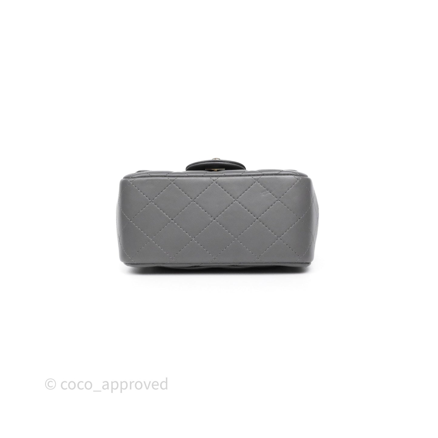 Chanel Mini Square Grey Lambskin Gold Hardware