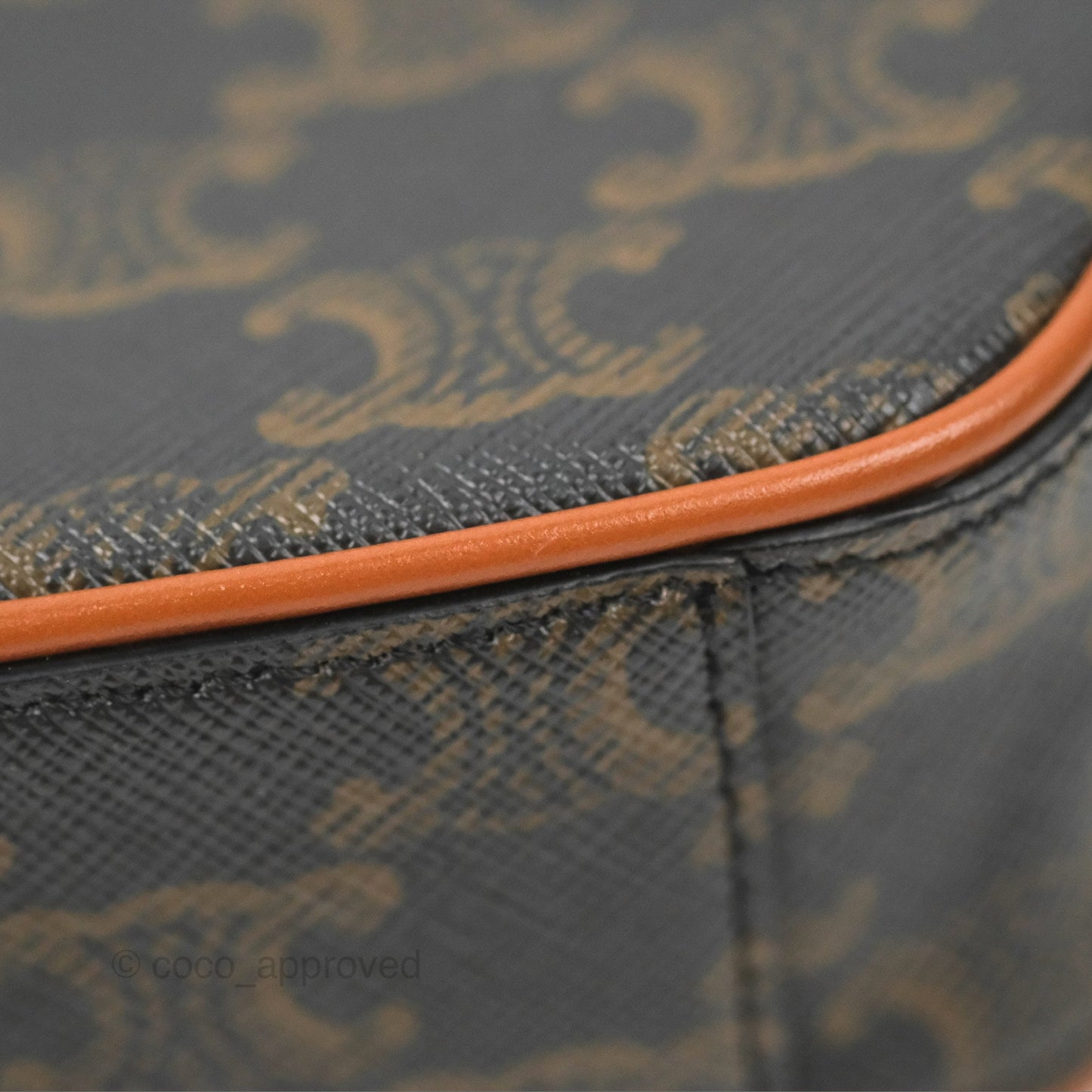 Celine Mini Bowling Bag Triomphe Canvas Tan Calfskin