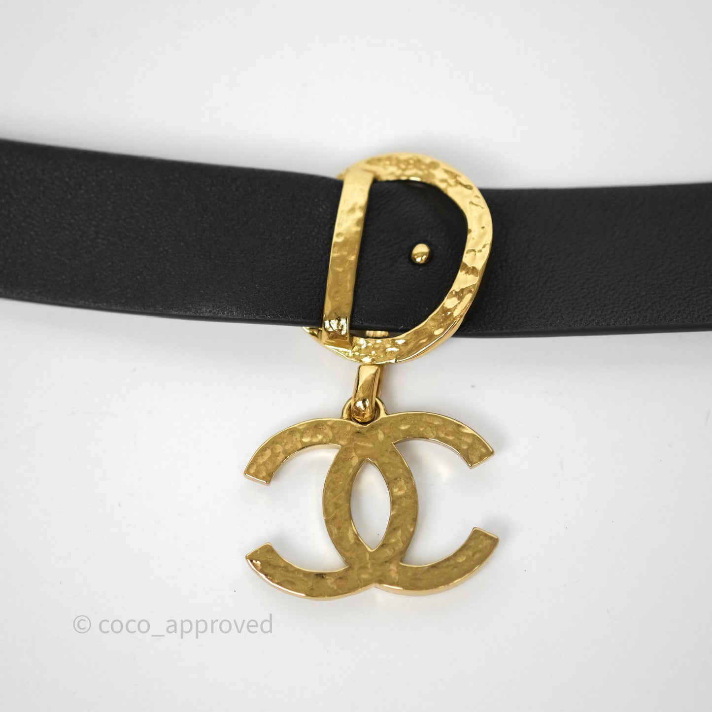 Chanel Gold CC Pendant Leather Choker 22S
