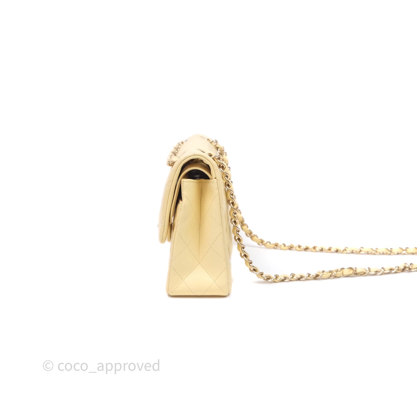 Chanel Small Classic Flap Quilted Yellow Lambskin Gold Hardware