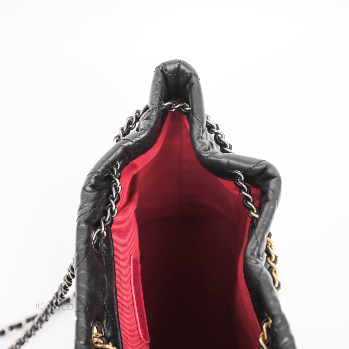 Chanel Small Chevron Gabrielle Backpack Black Aged Calfskin