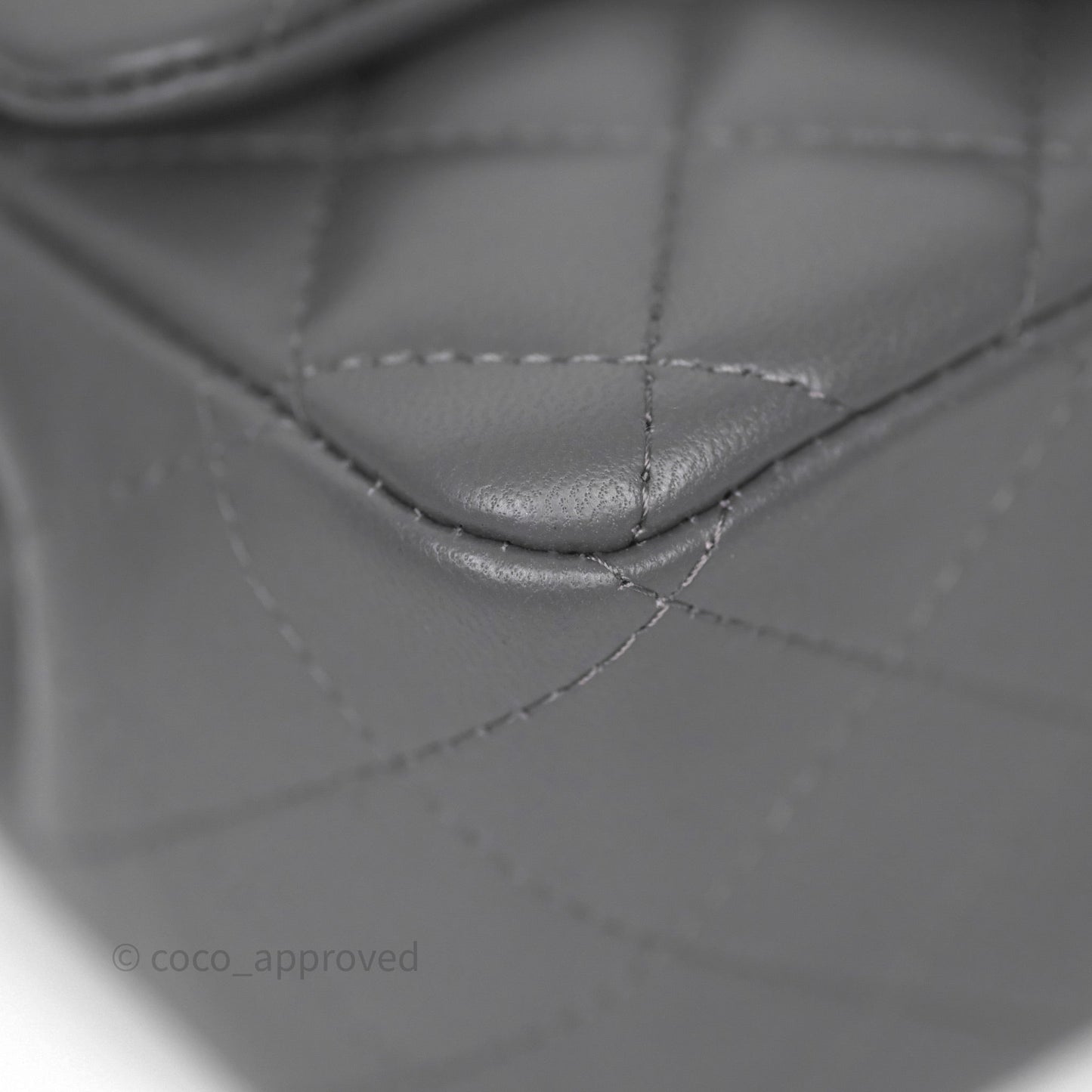 Chanel Mini Square Grey Lambskin Gold Hardware