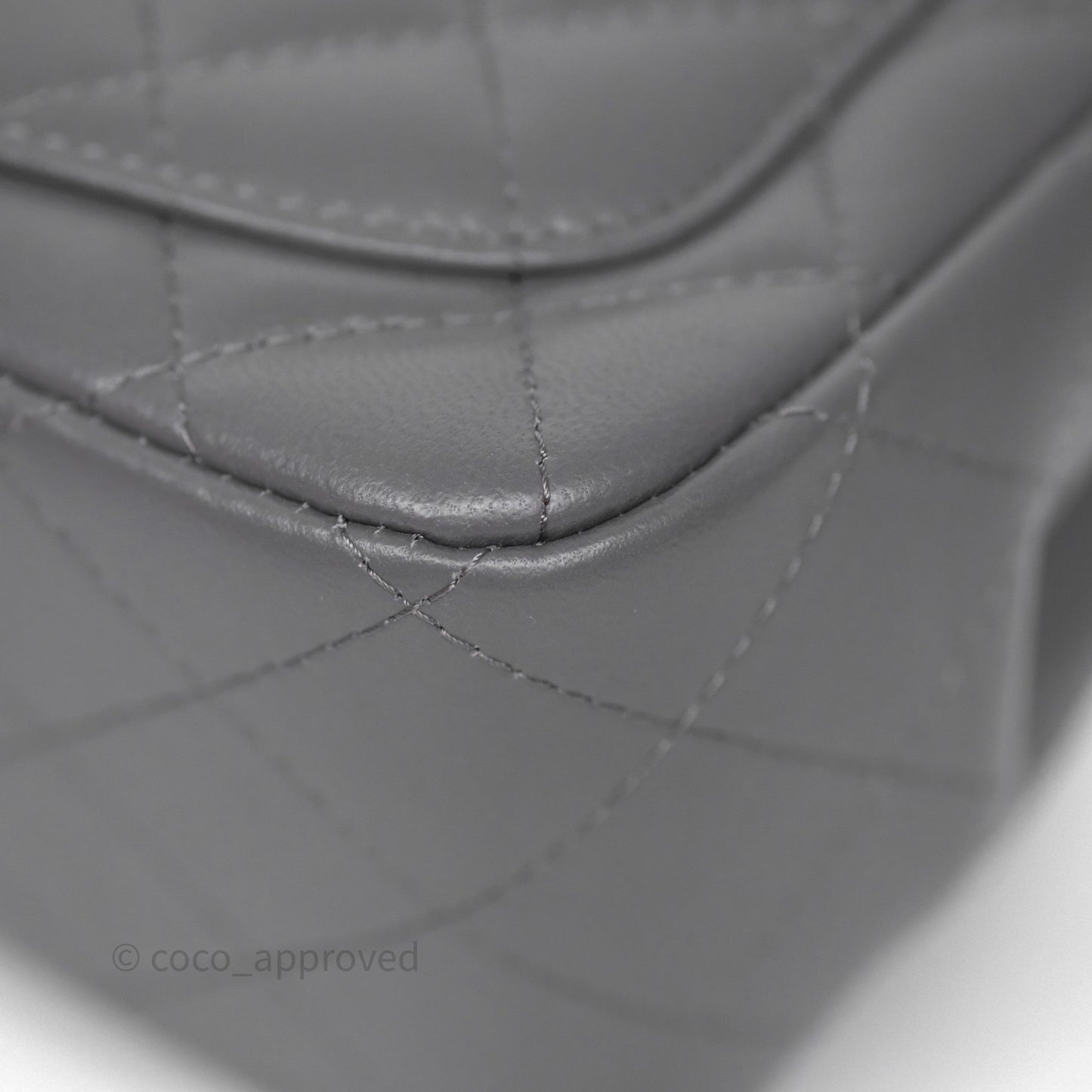 Chanel Mini Square Grey Lambskin Gold Hardware