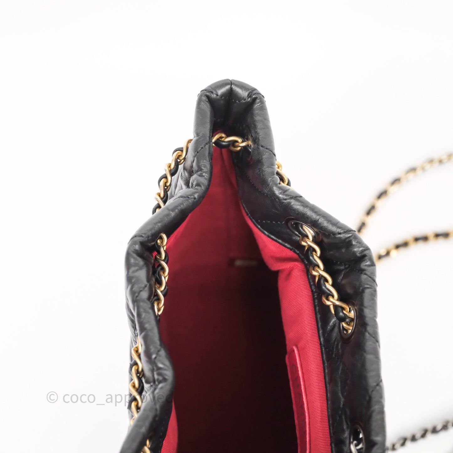Chanel Small Chevron Gabrielle Backpack Black Aged Calfskin