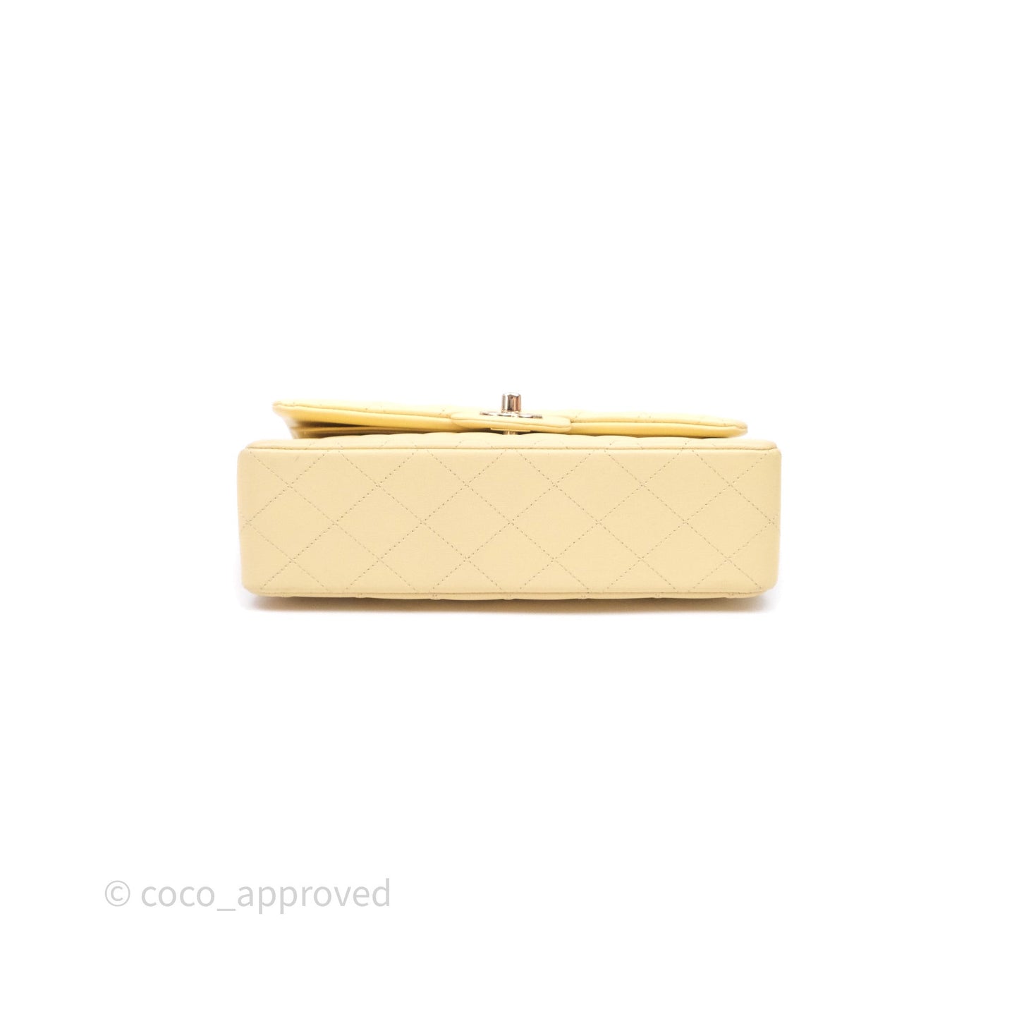Chanel Small Classic Flap Quilted Yellow Lambskin Gold Hardware