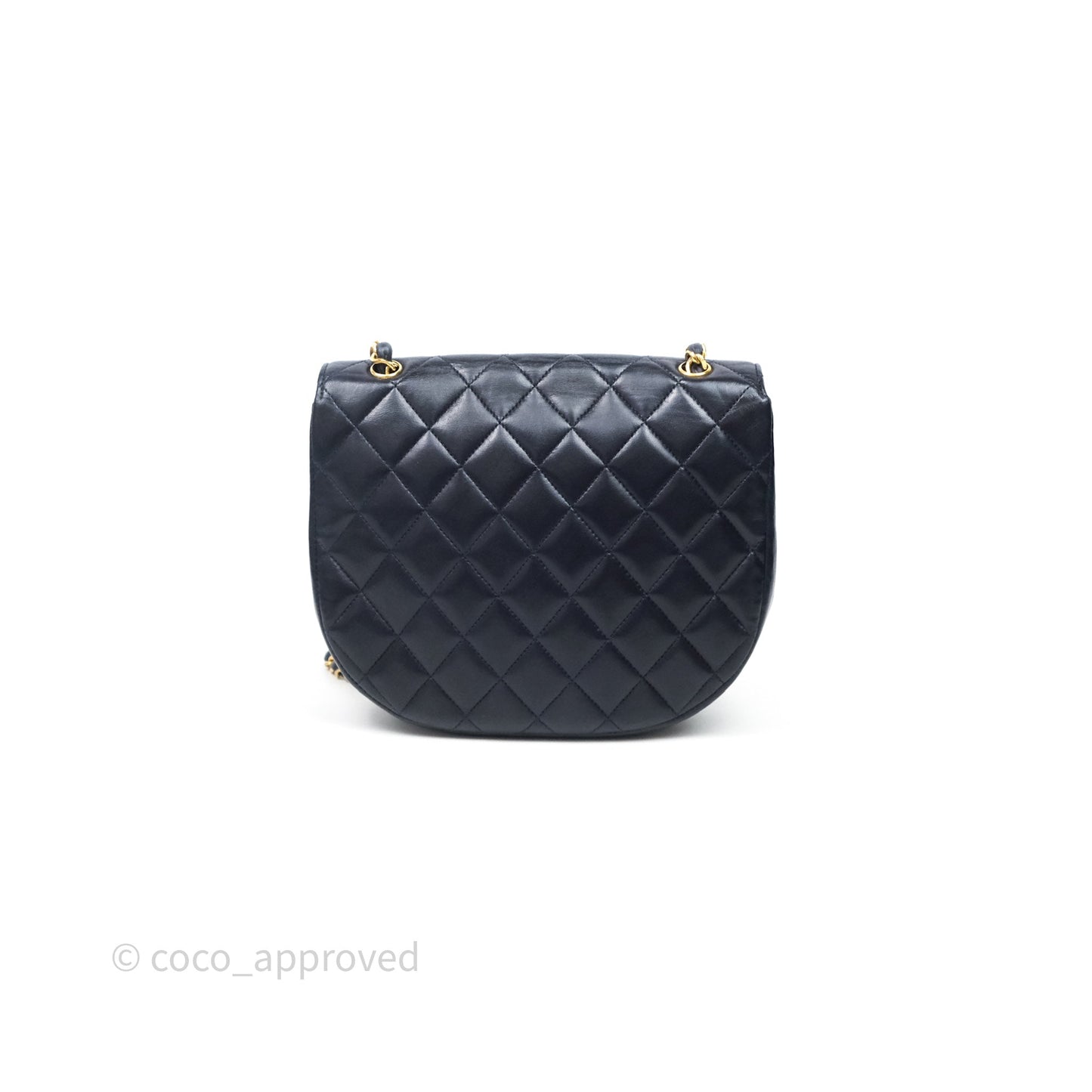 Chanel Vintage Flap Bag Quilted Navy Lambskin Gold Hardware
