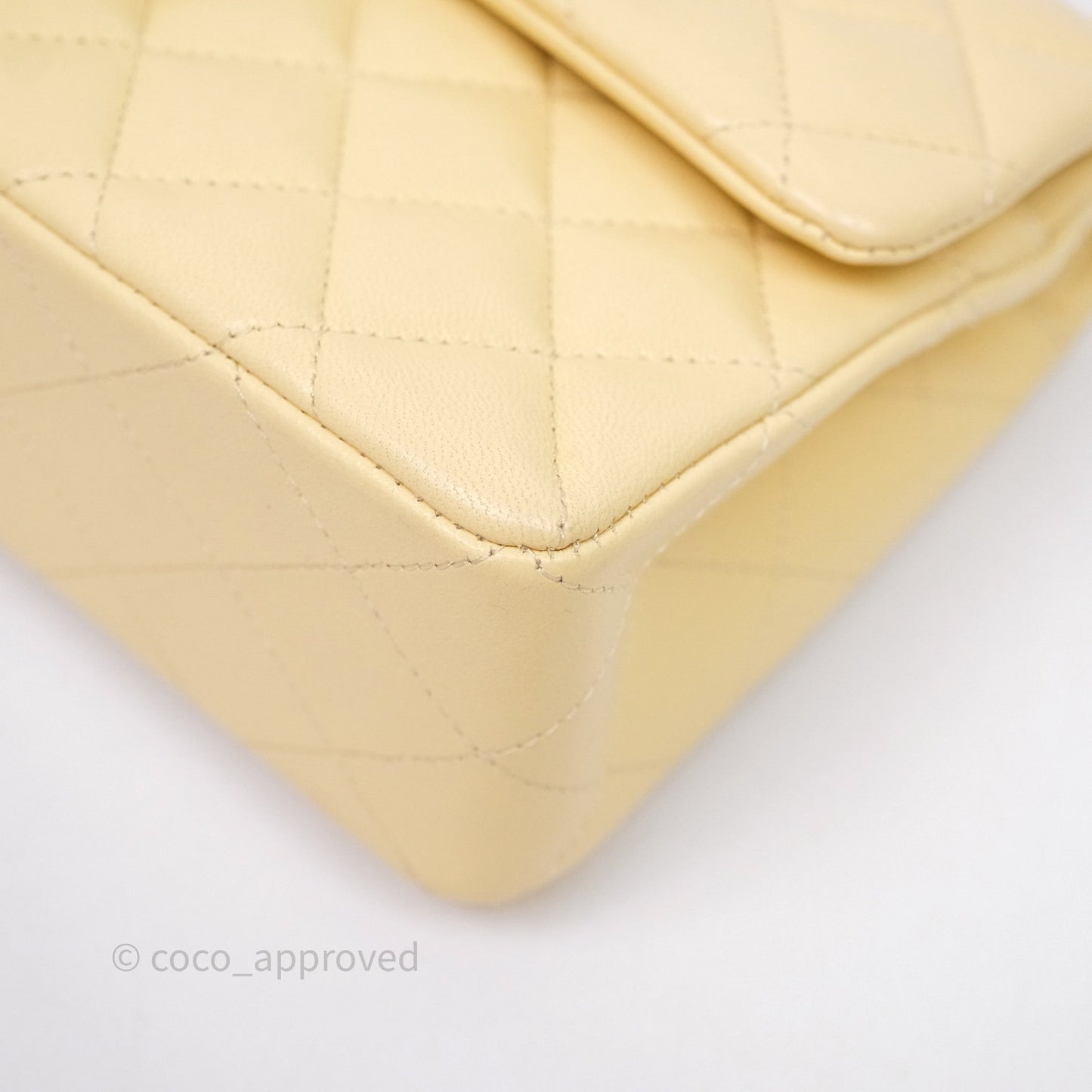 Chanel Small Classic Flap Quilted Yellow Lambskin Gold Hardware