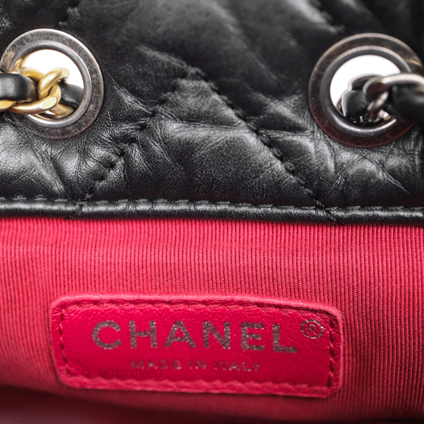 Chanel Small Chevron Gabrielle Backpack Black Aged Calfskin