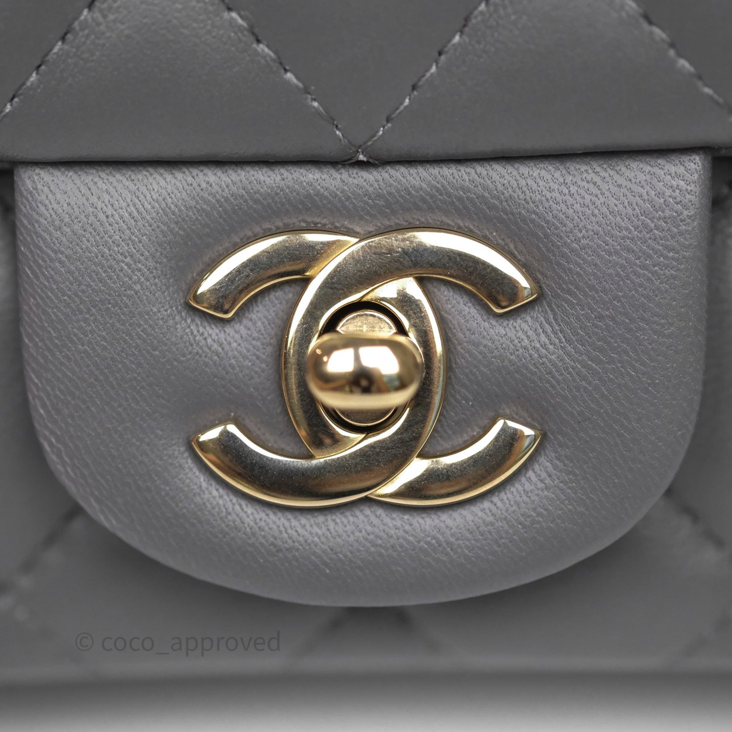 Chanel Mini Square Grey Lambskin Gold Hardware