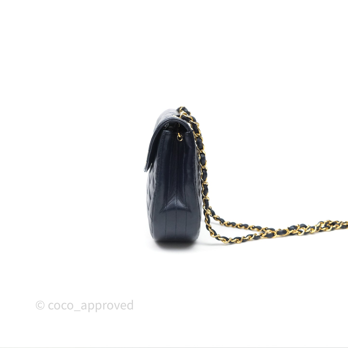 Chanel Vintage Flap Bag Quilted Navy Lambskin Gold Hardware