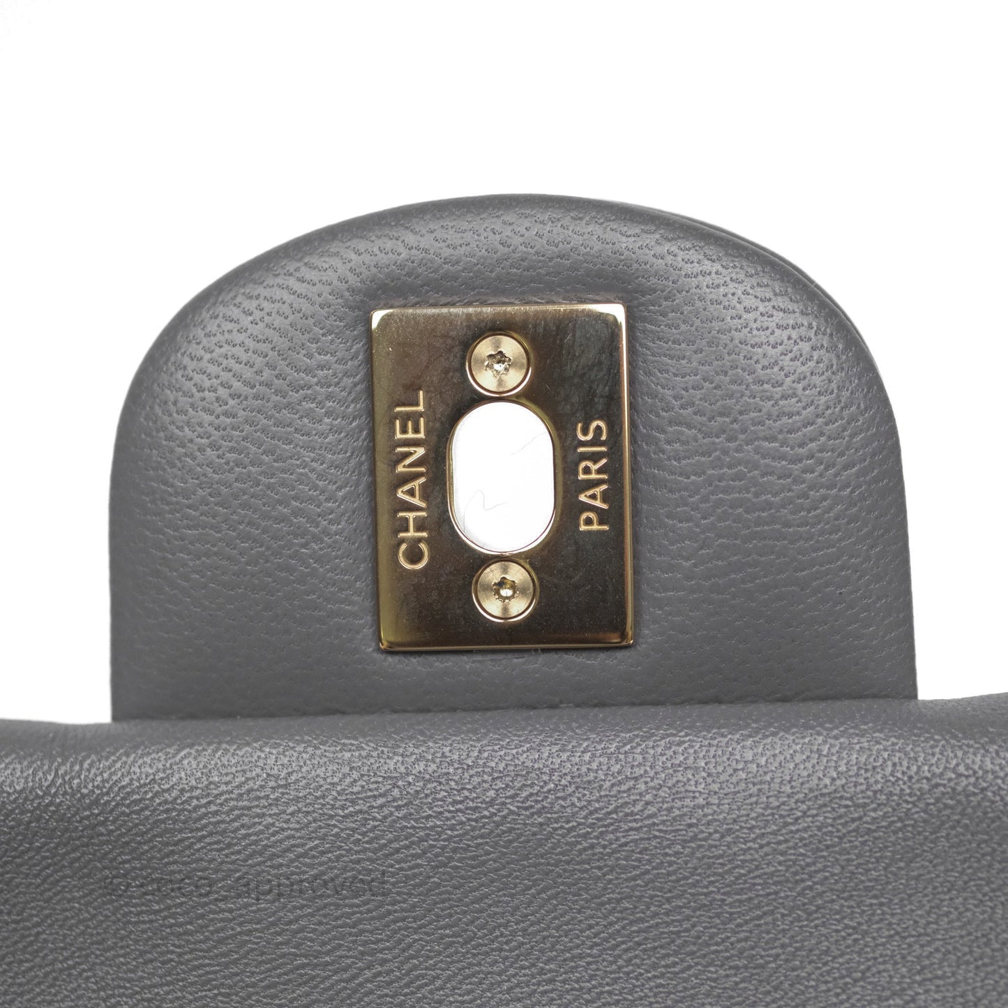 Chanel Mini Square Grey Lambskin Gold Hardware