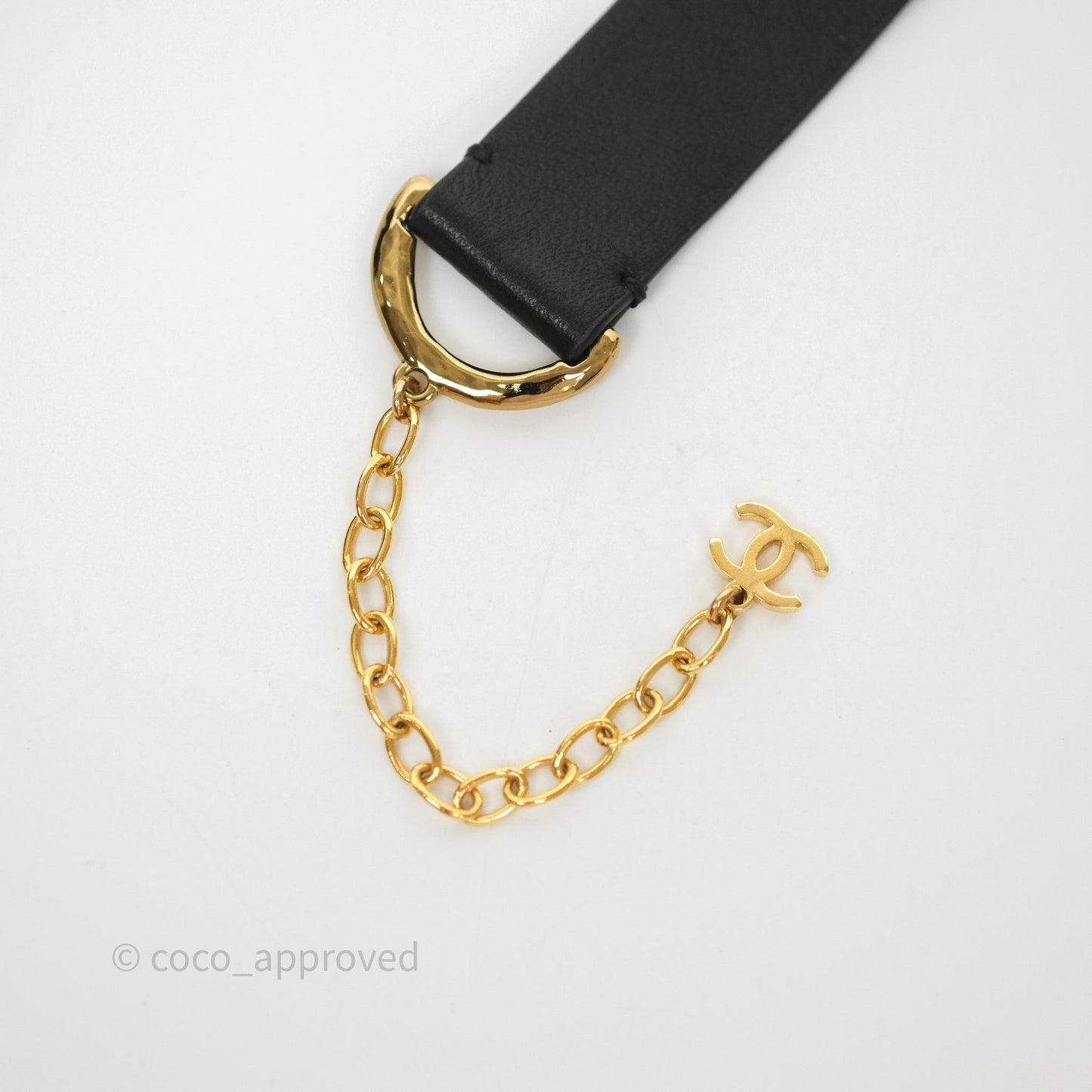 Chanel Gold CC Pendant Leather Choker 22S