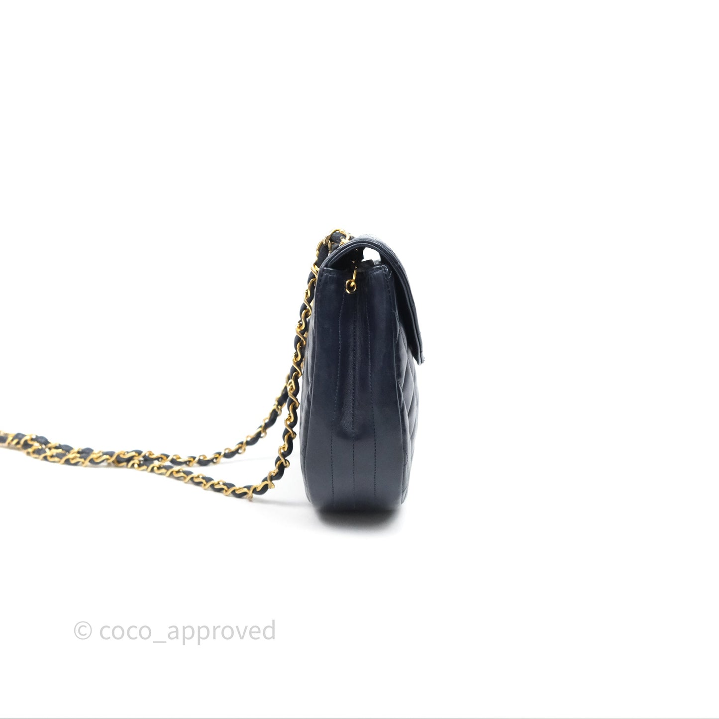 Chanel Vintage Flap Bag Quilted Navy Lambskin Gold Hardware