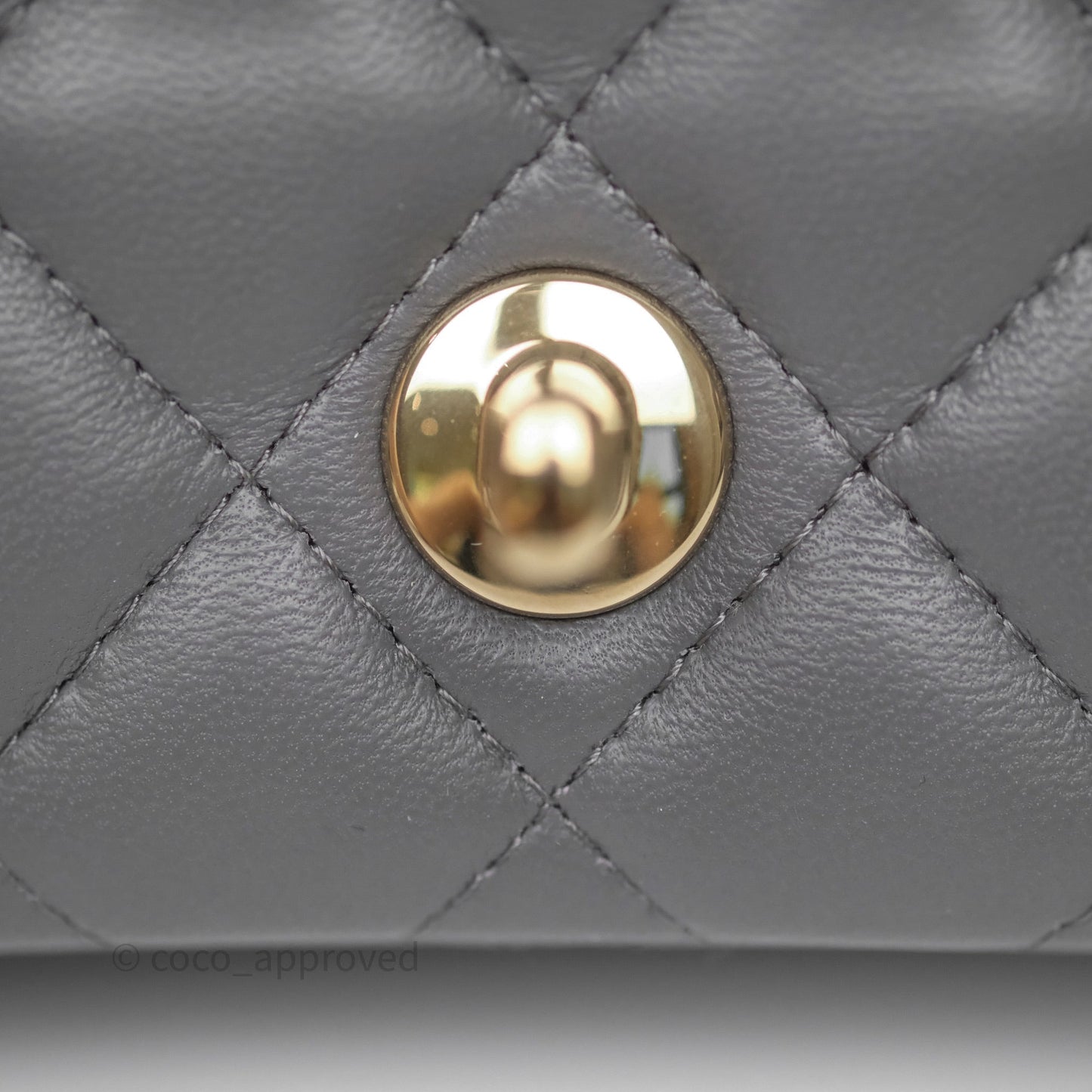 Chanel Mini Square Grey Lambskin Gold Hardware