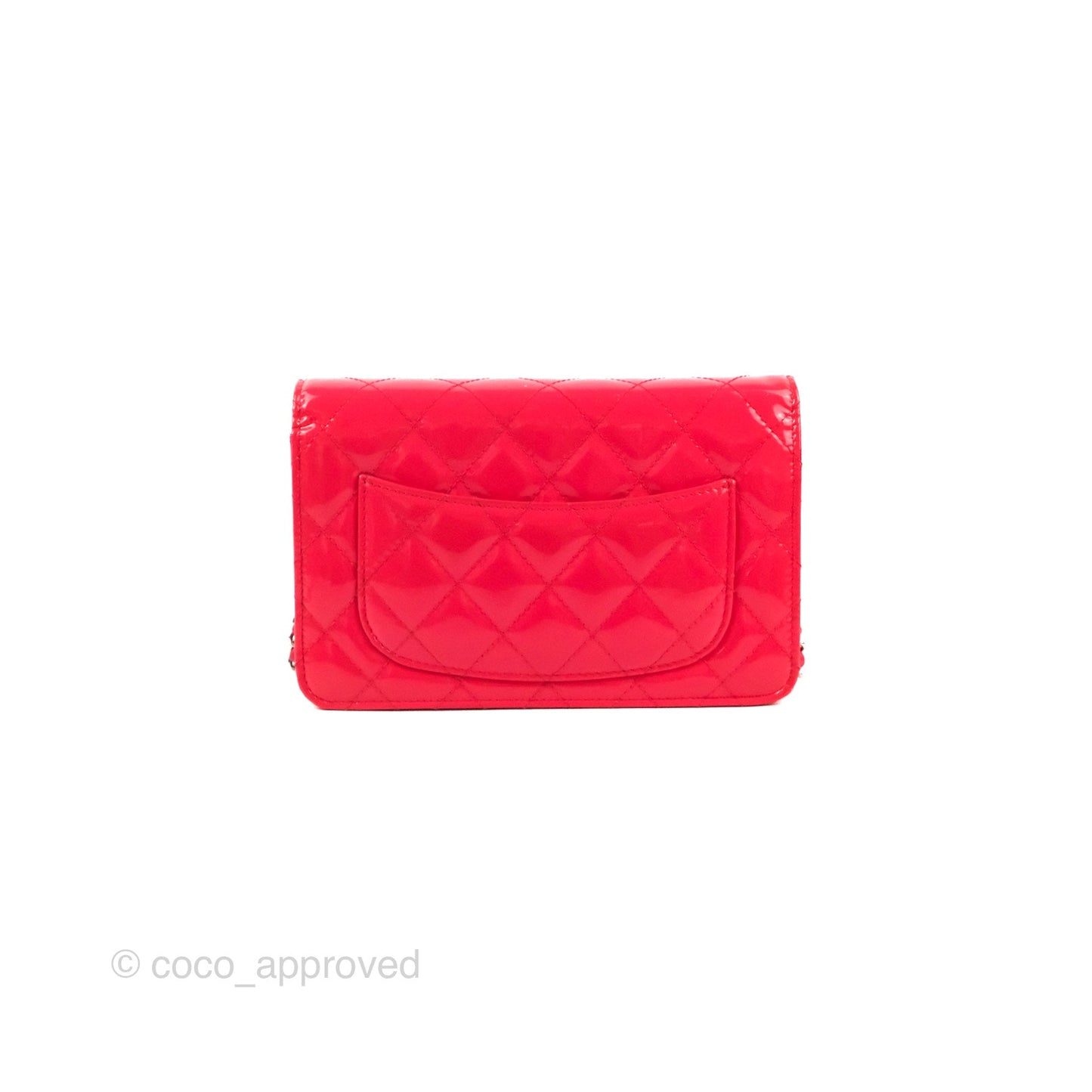 Chanel Quilted Classic Wallet on Chain WOC Pink Patent Silver Hardware