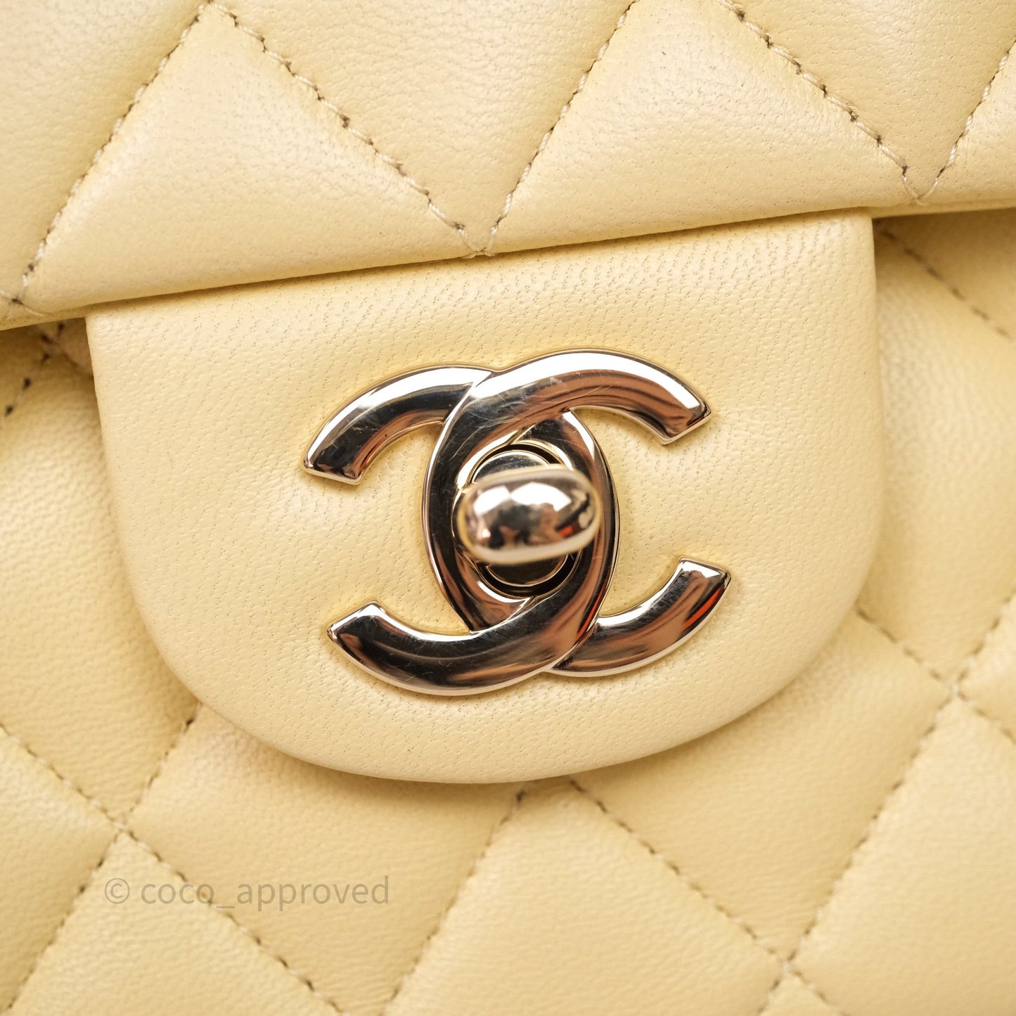 Chanel Small Classic Flap Quilted Yellow Lambskin Gold Hardware