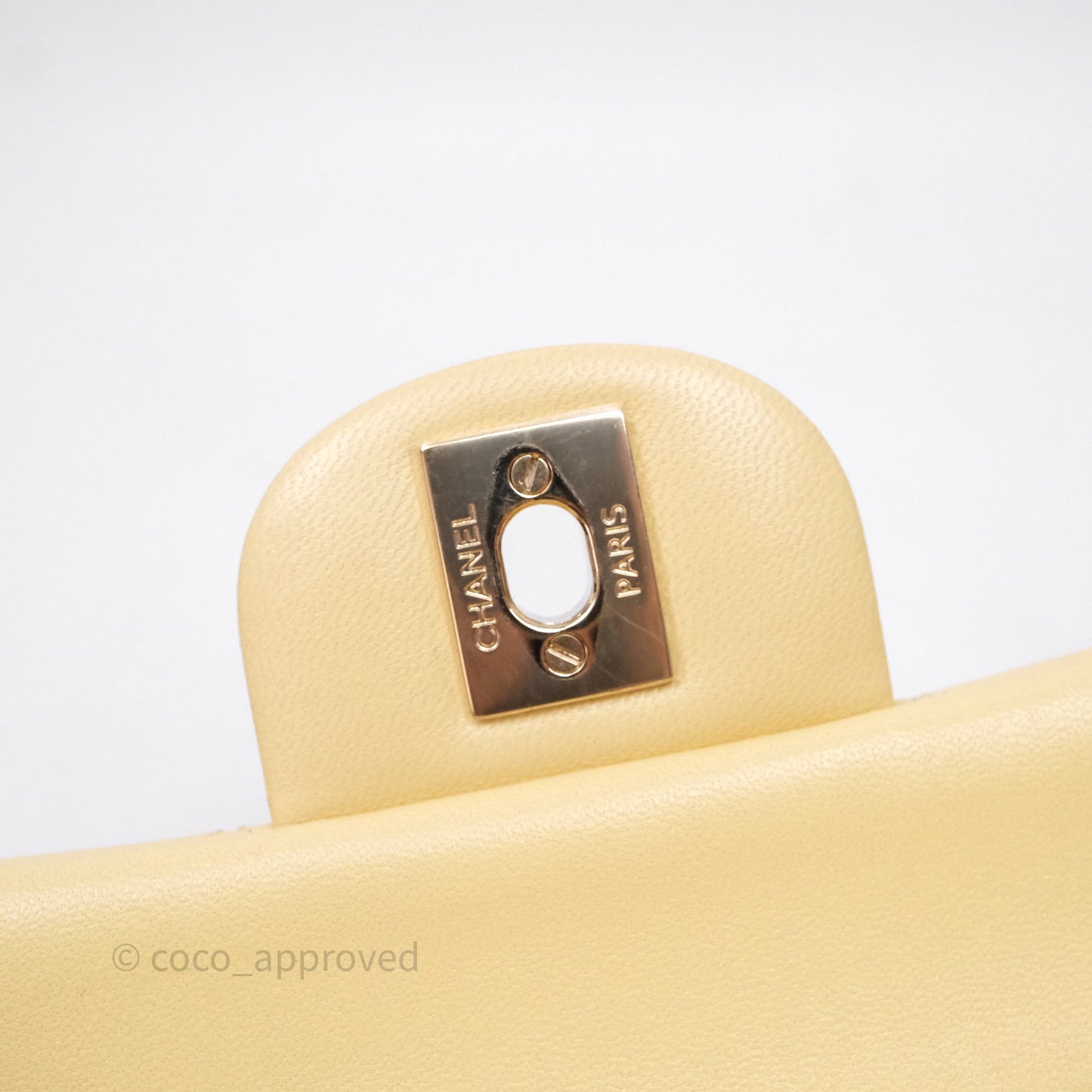 Chanel Small Classic Flap Quilted Yellow Lambskin Gold Hardware