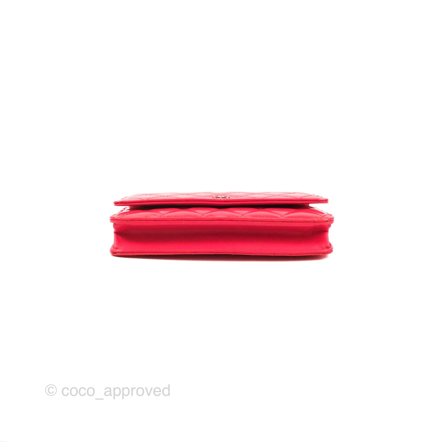 Chanel Quilted Classic Wallet on Chain WOC Pink Patent Silver Hardware