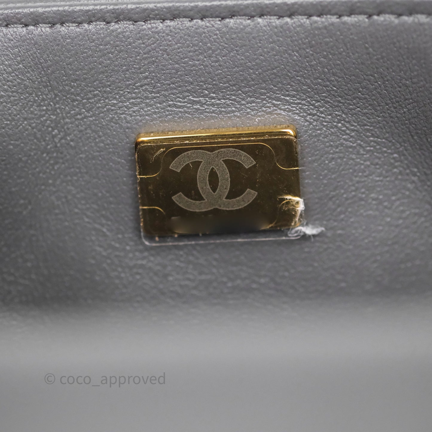 Chanel Mini Square Grey Lambskin Gold Hardware