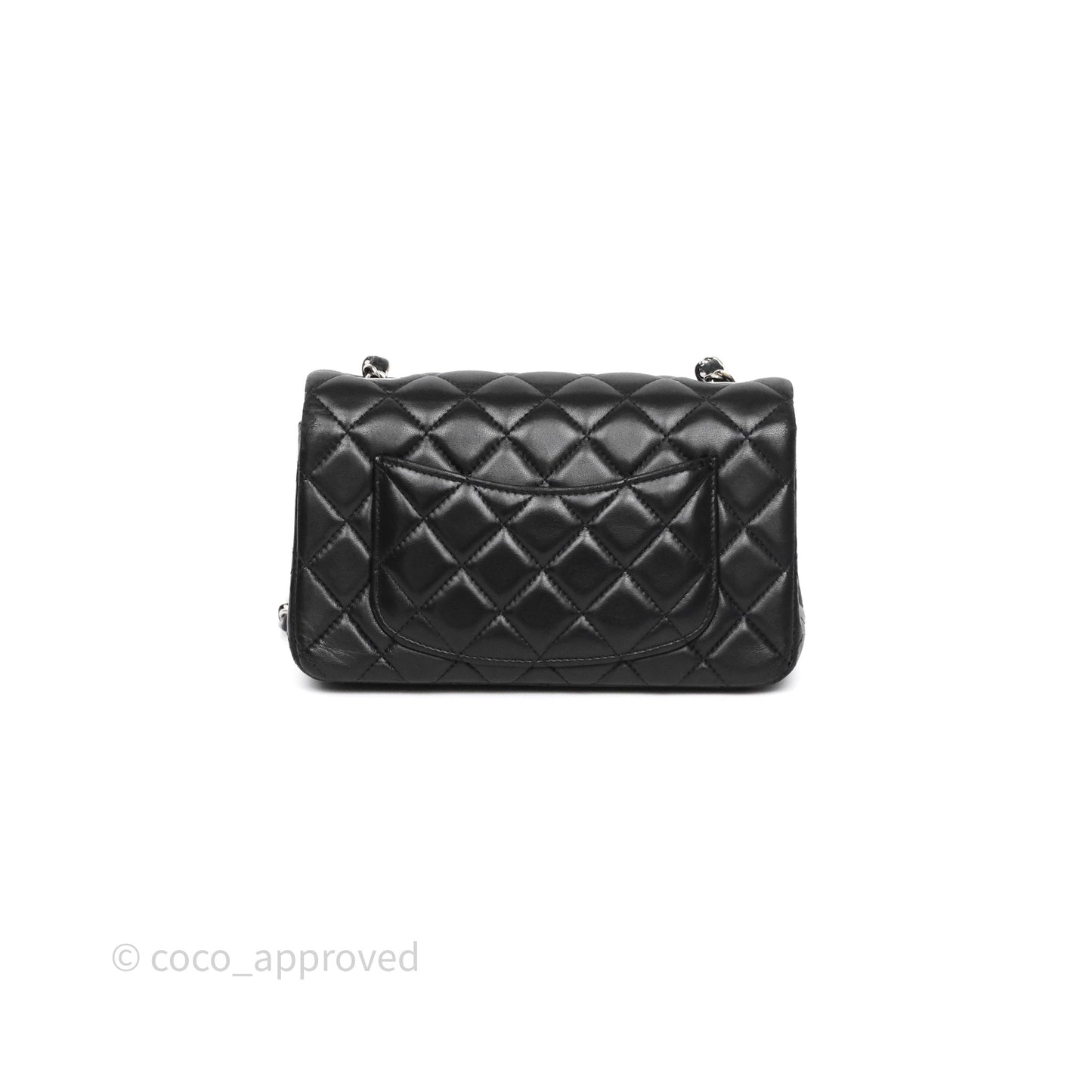 Chanel Quilted Mini Rectangular Flap Black Lambskin Silver Hardware