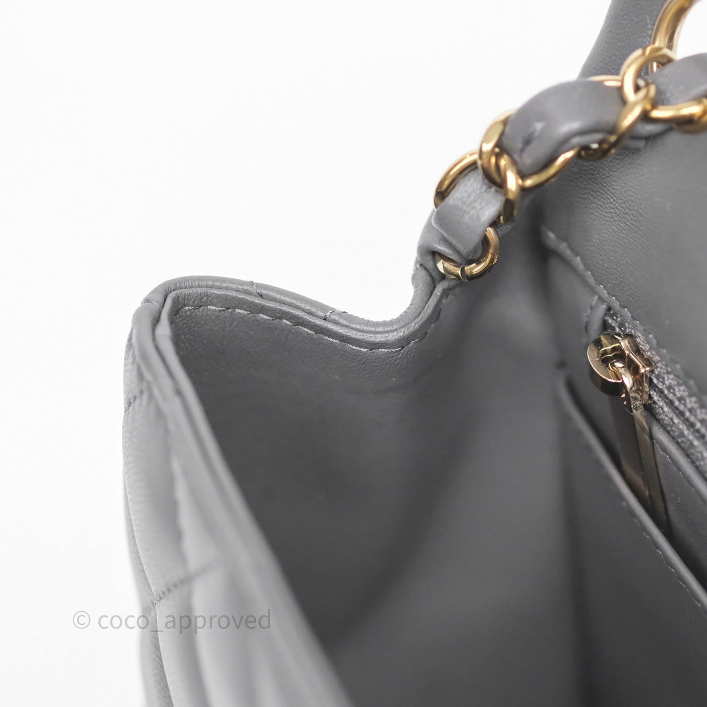 Chanel Mini Square Grey Lambskin Gold Hardware