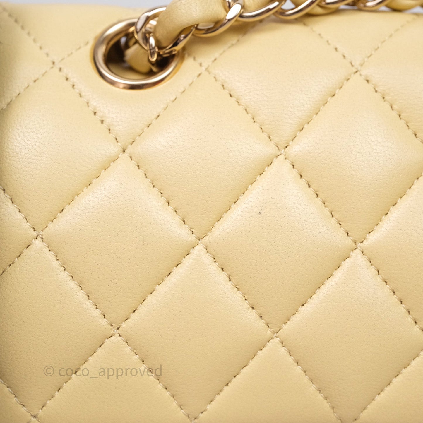 Chanel Small Classic Flap Quilted Yellow Lambskin Gold Hardware