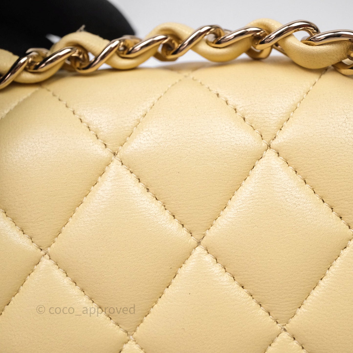Chanel Small Classic Flap Quilted Yellow Lambskin Gold Hardware