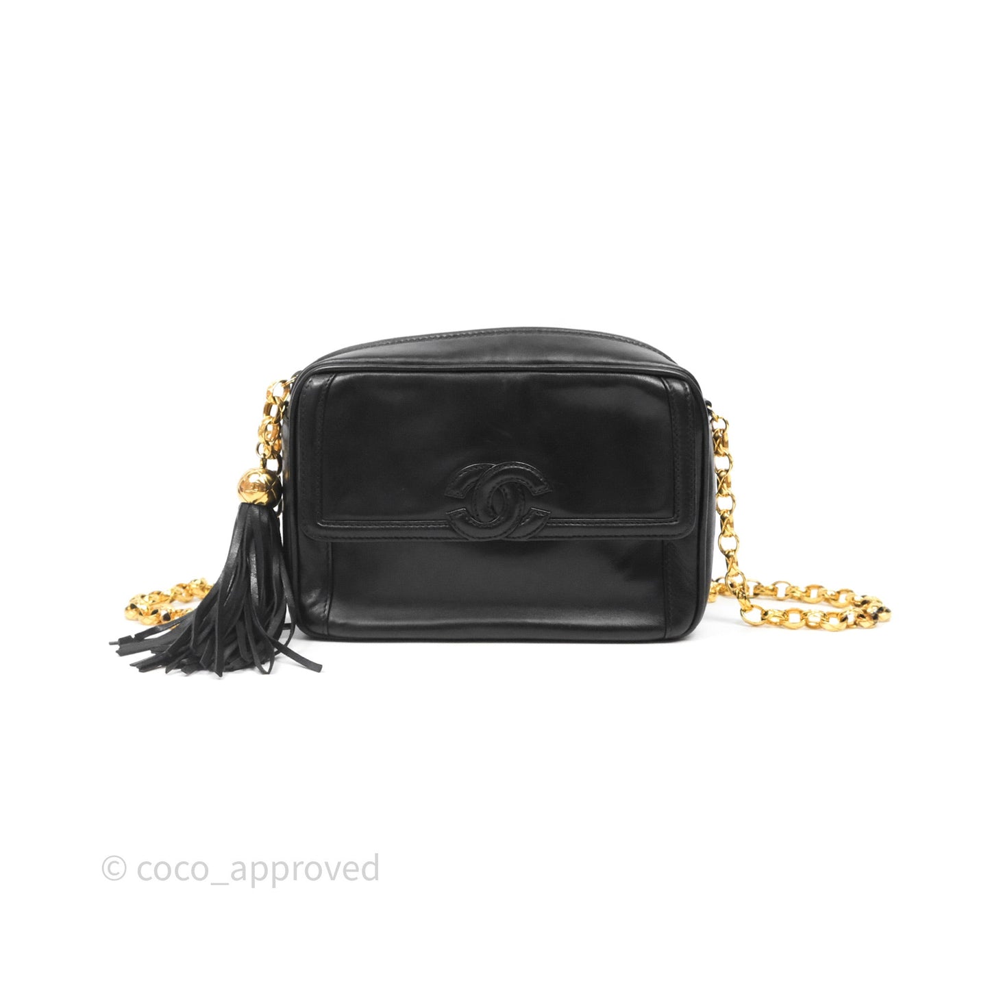 Chanel Vintage CC Camera Bag Black Lambskin 24K Gold Hardware