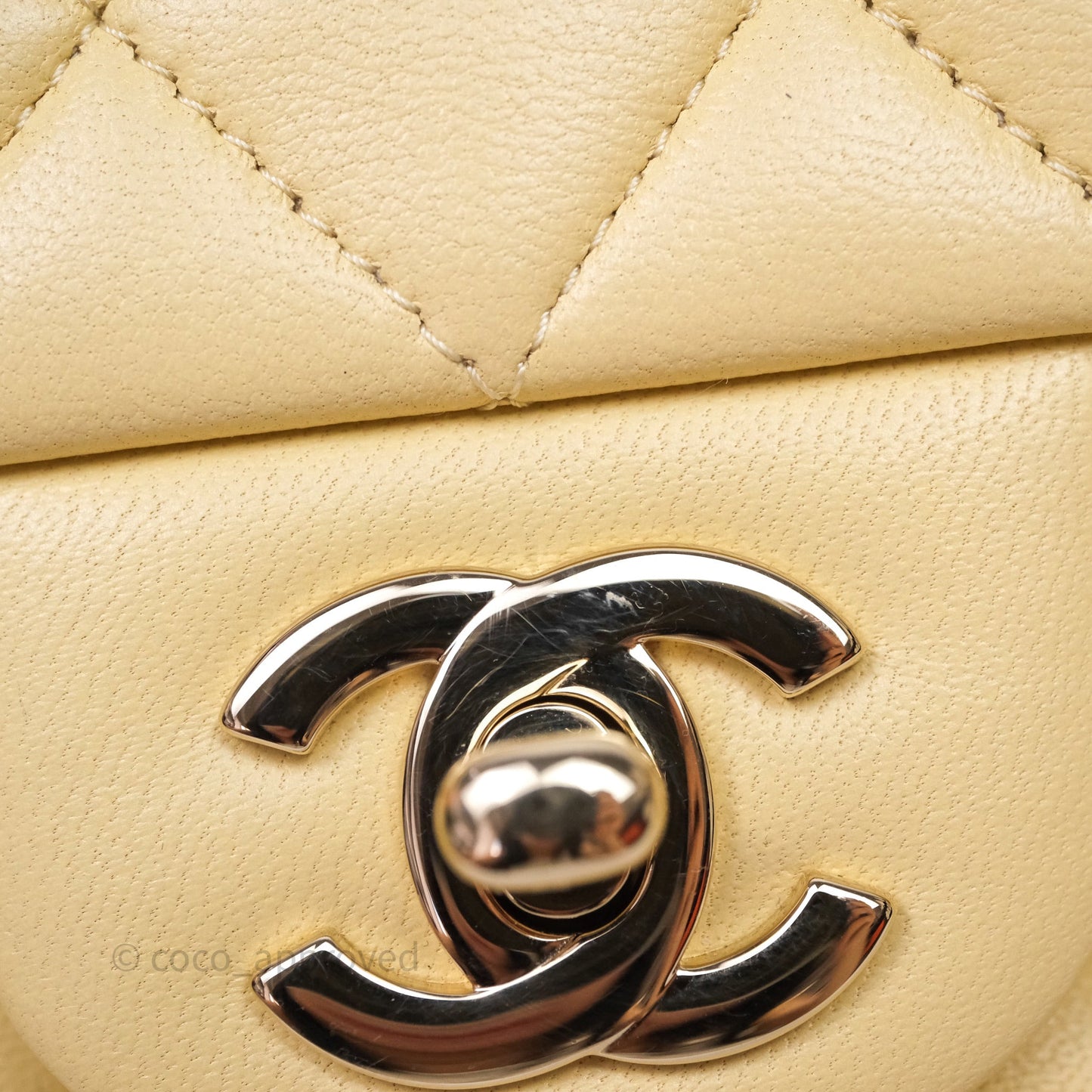 Chanel Small Classic Flap Quilted Yellow Lambskin Gold Hardware