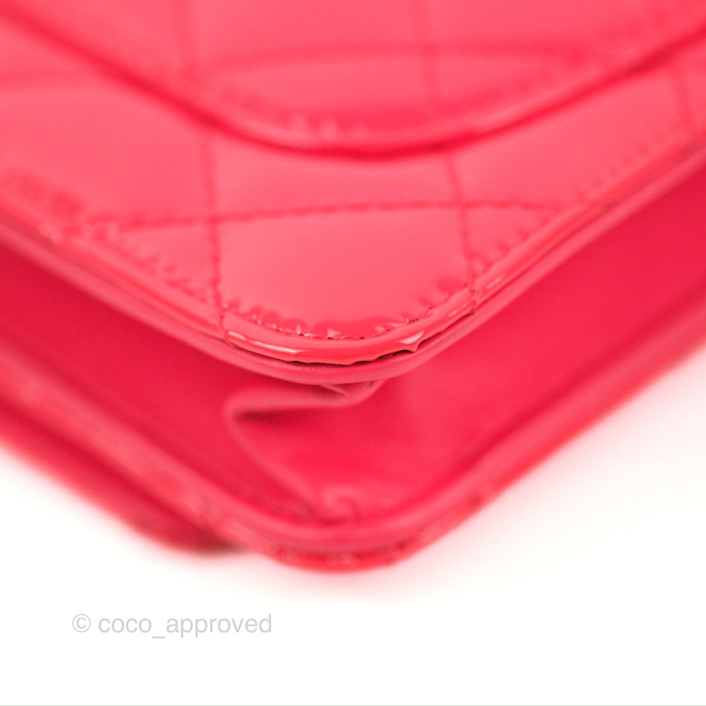 Chanel Quilted Classic Wallet on Chain WOC Pink Patent Silver Hardware