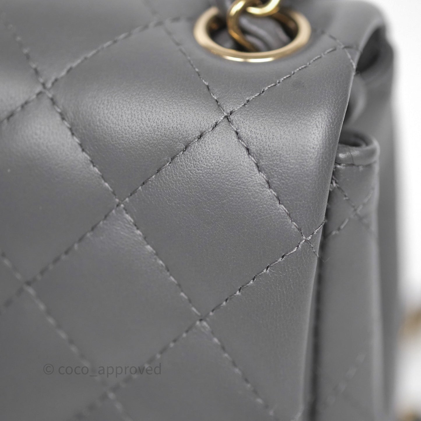 Chanel Mini Square Grey Lambskin Gold Hardware