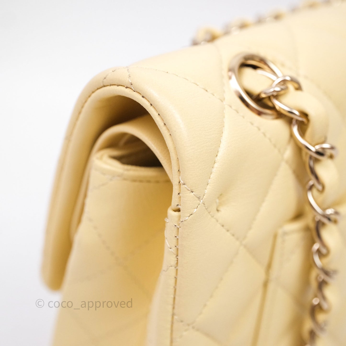 Chanel Small Classic Flap Quilted Yellow Lambskin Gold Hardware