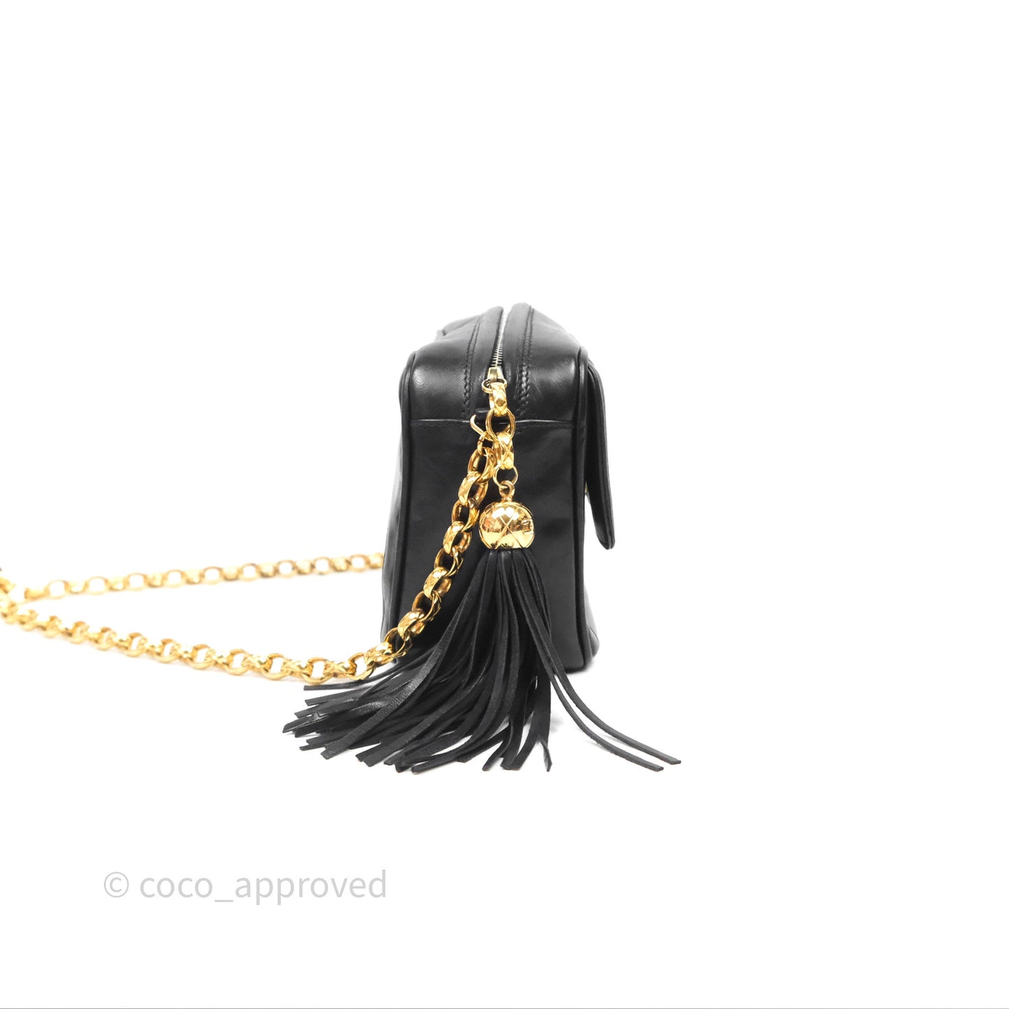 Chanel Vintage CC Camera Bag Black Lambskin 24K Gold Hardware