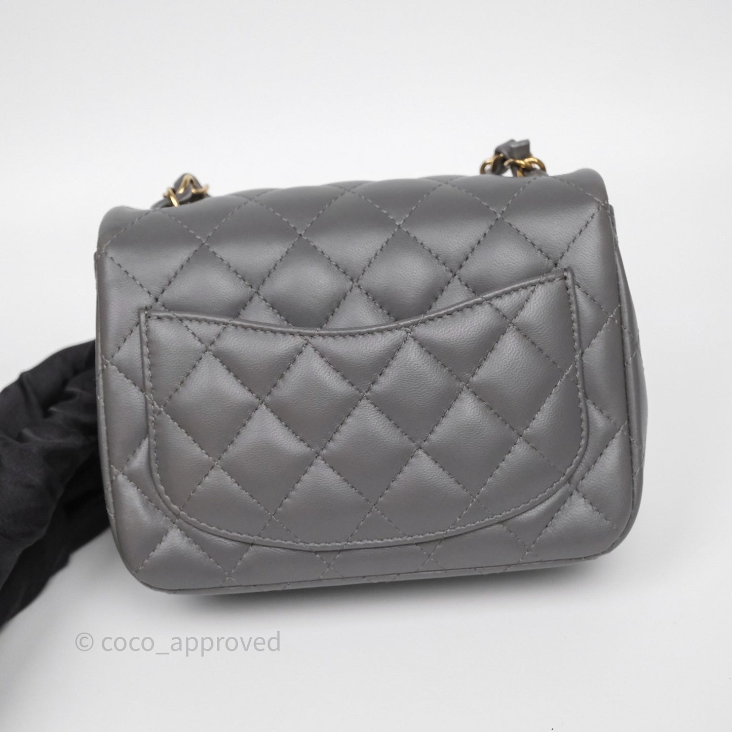Chanel Mini Square Grey Lambskin Gold Hardware