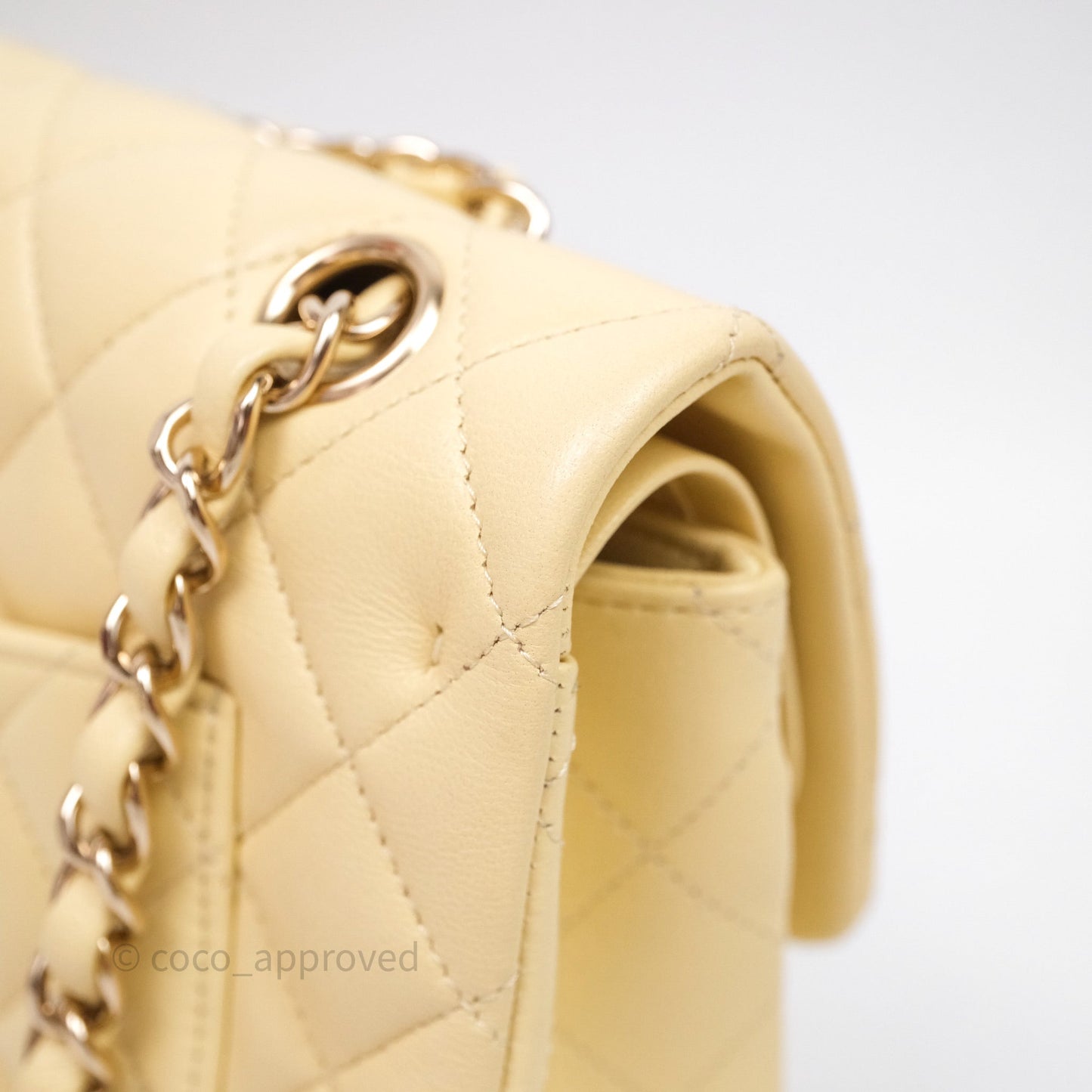 Chanel Small Classic Flap Quilted Yellow Lambskin Gold Hardware