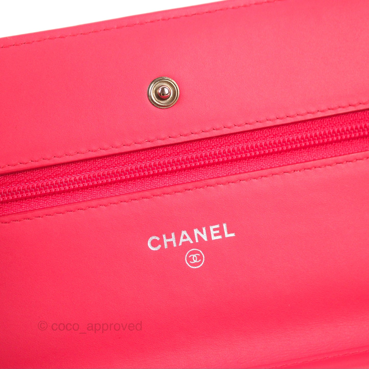Chanel Quilted Classic Wallet on Chain WOC Pink Patent Silver Hardware