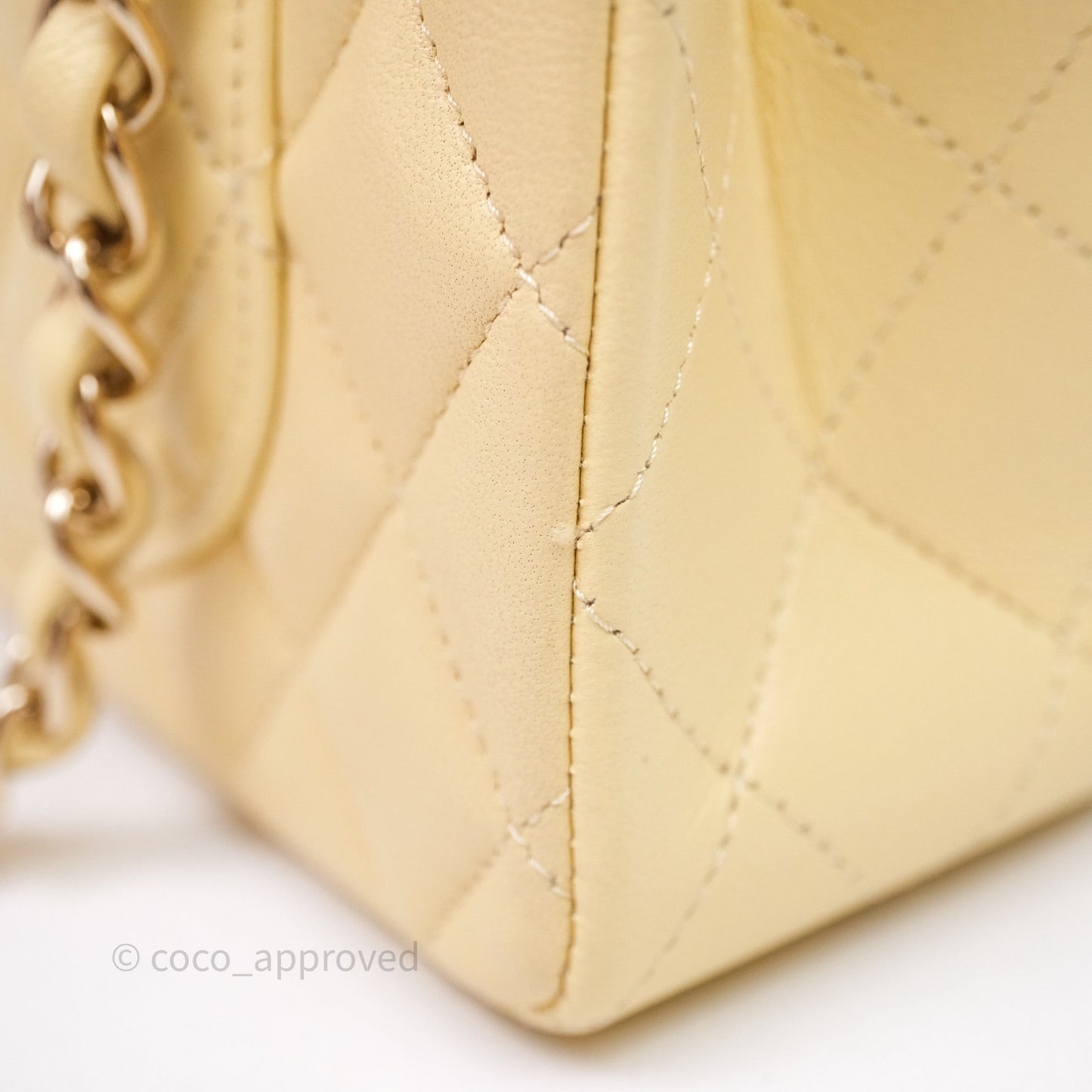 Chanel Small Classic Flap Quilted Yellow Lambskin Gold Hardware