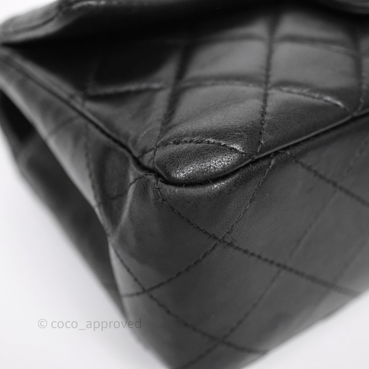 Chanel Quilted Mini Rectangular Flap Black Lambskin Silver Hardware