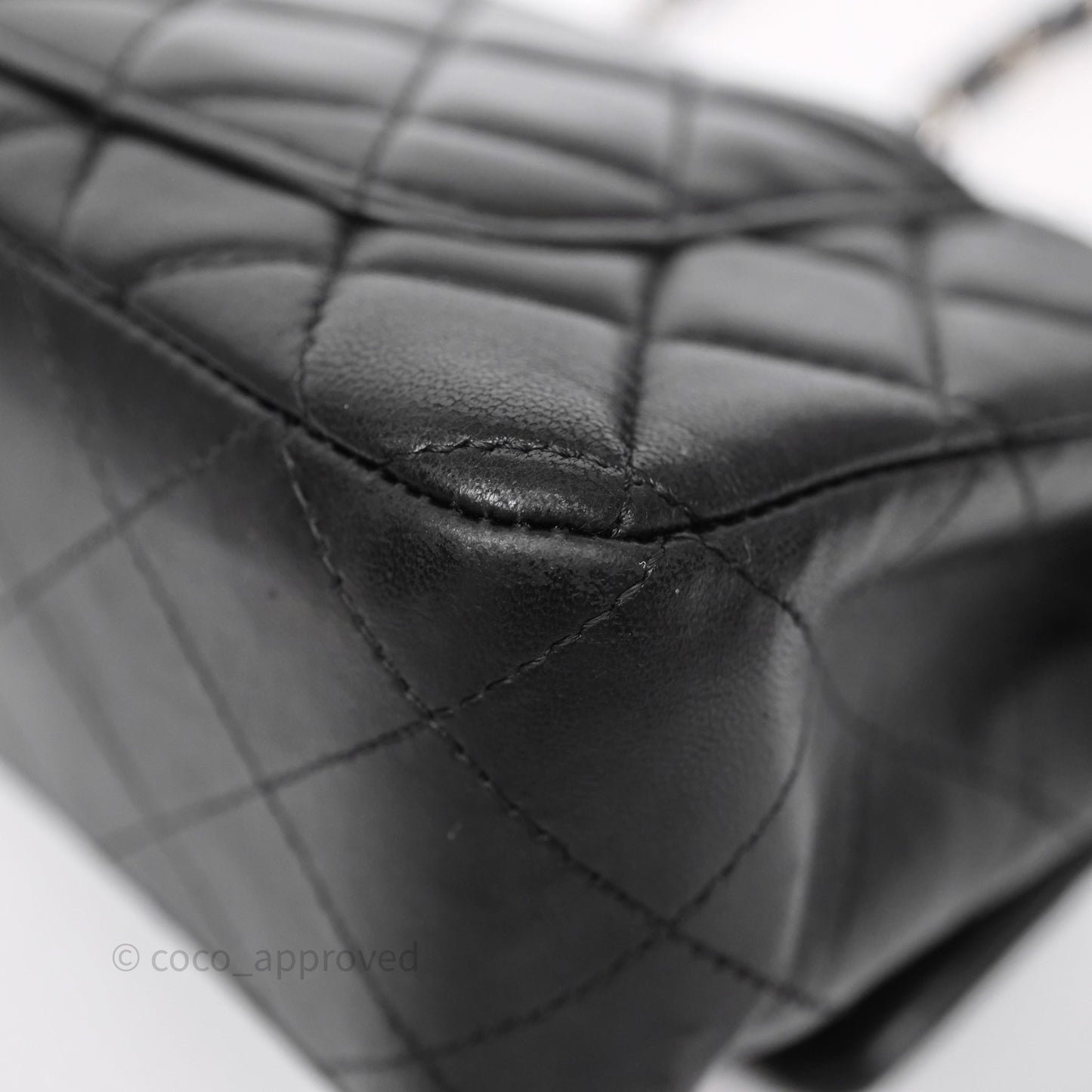Chanel Quilted Mini Rectangular Flap Black Lambskin Silver Hardware