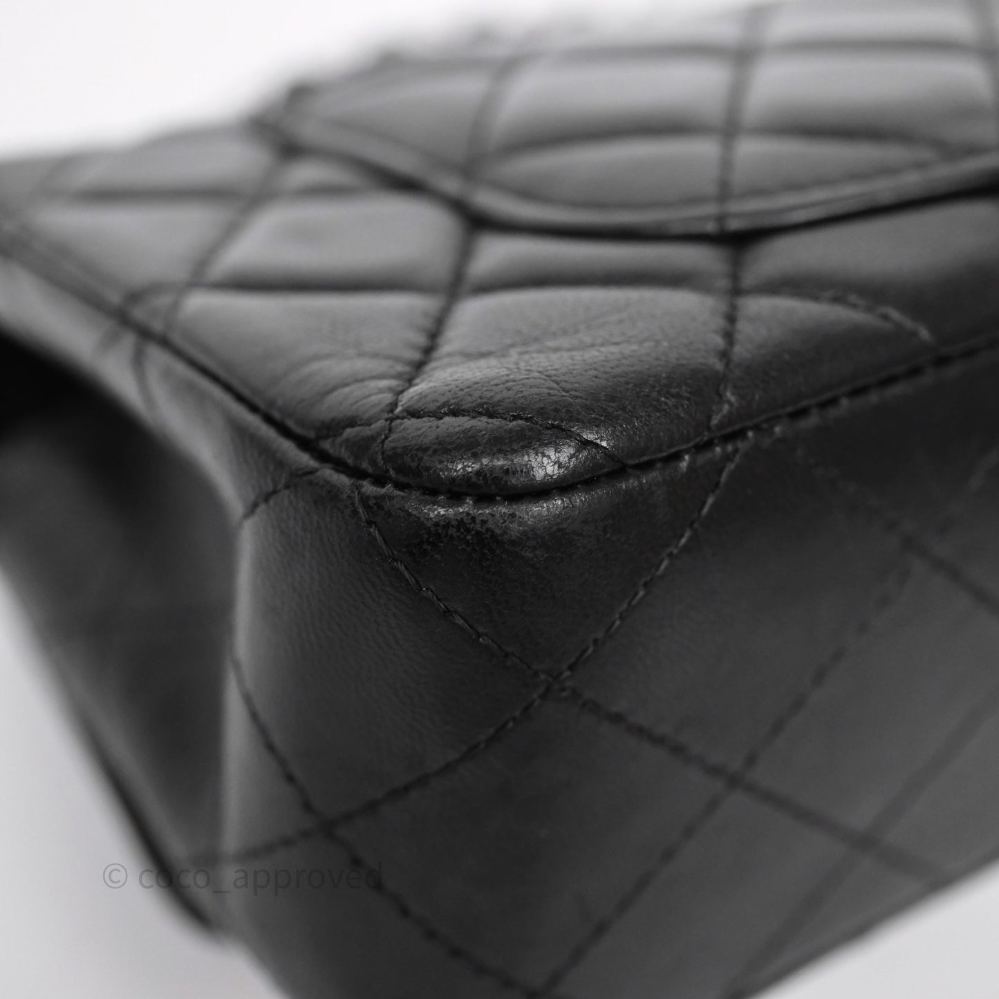 Chanel Quilted Mini Rectangular Flap Black Lambskin Silver Hardware