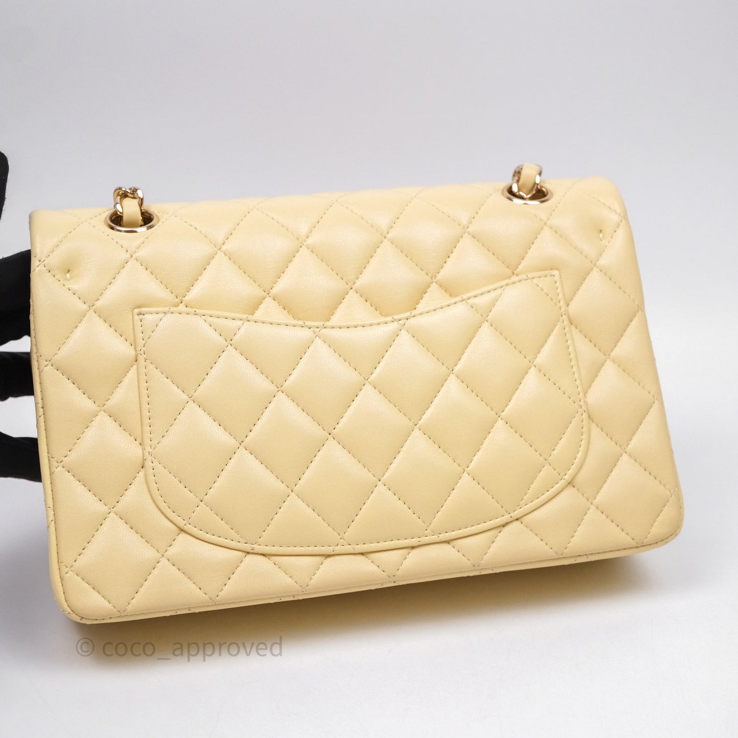 Chanel Small Classic Flap Quilted Yellow Lambskin Gold Hardware