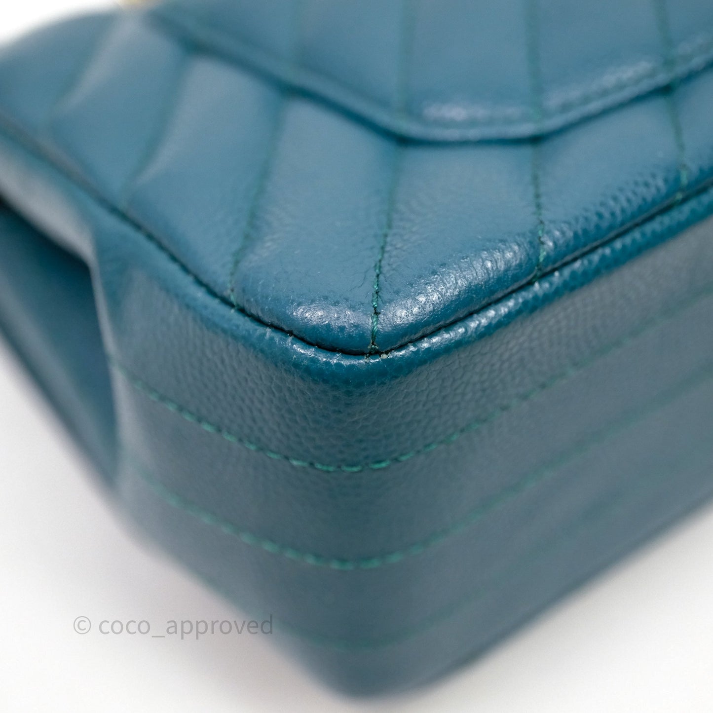 Chanel Mini Rectangular Chevron Caviar Flap Bag Green Gold Hardware