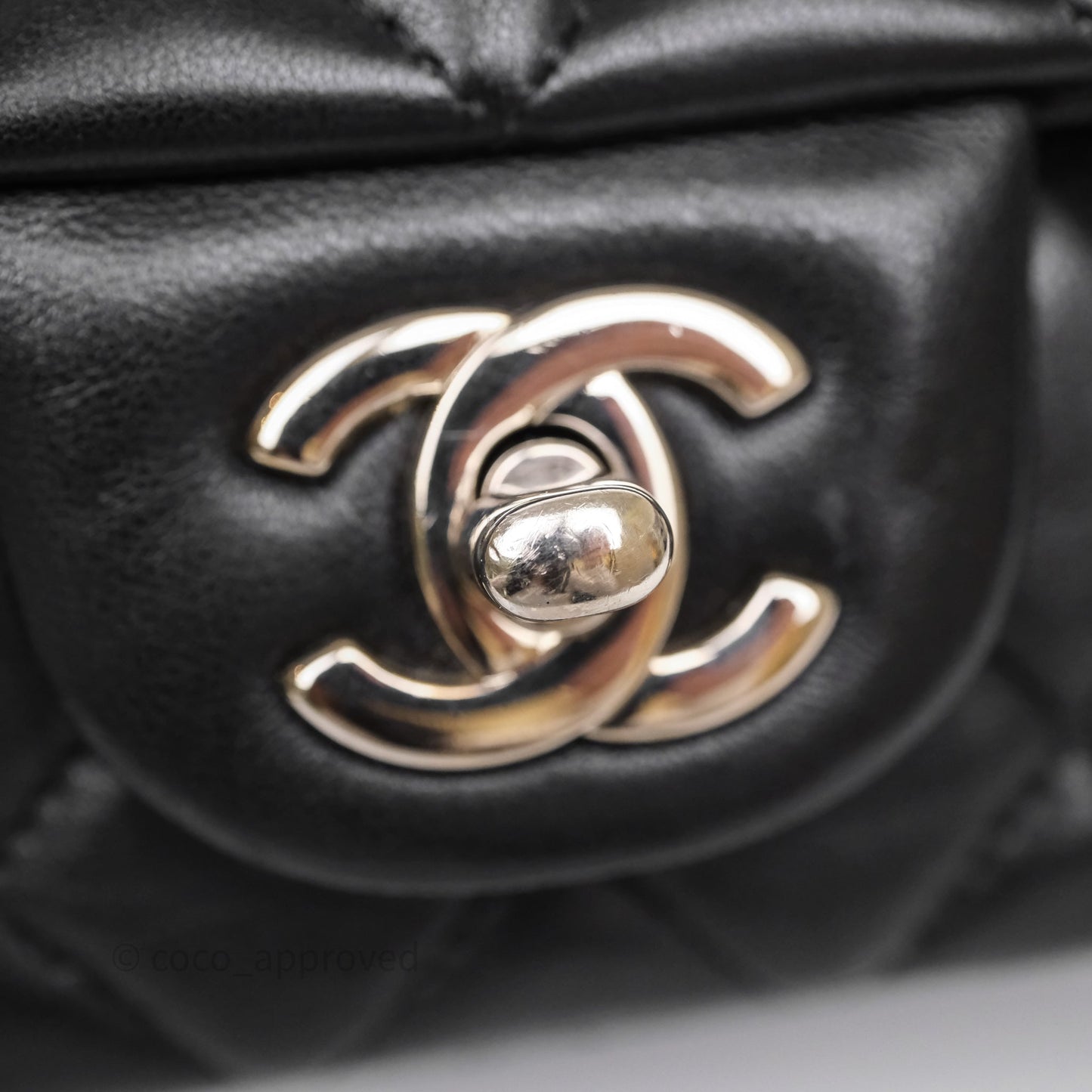 Chanel Quilted Mini Rectangular Flap Black Lambskin Silver Hardware