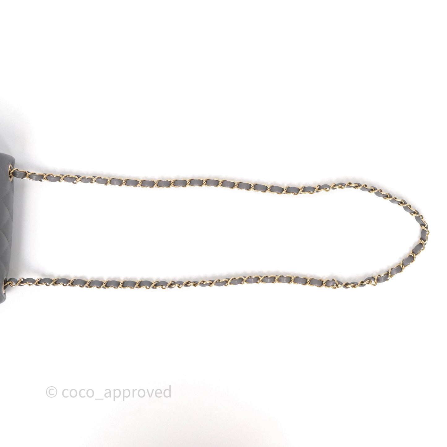 Chanel Mini Square Grey Lambskin Gold Hardware