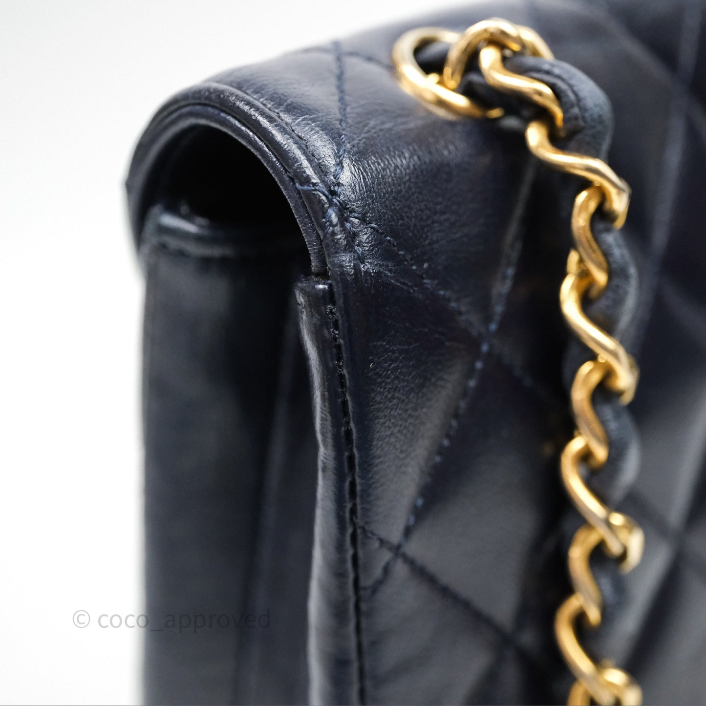 Chanel Vintage Flap Bag Quilted Navy Lambskin Gold Hardware