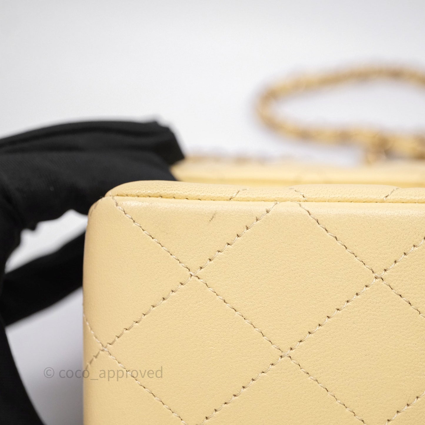 Chanel Small Classic Flap Quilted Yellow Lambskin Gold Hardware