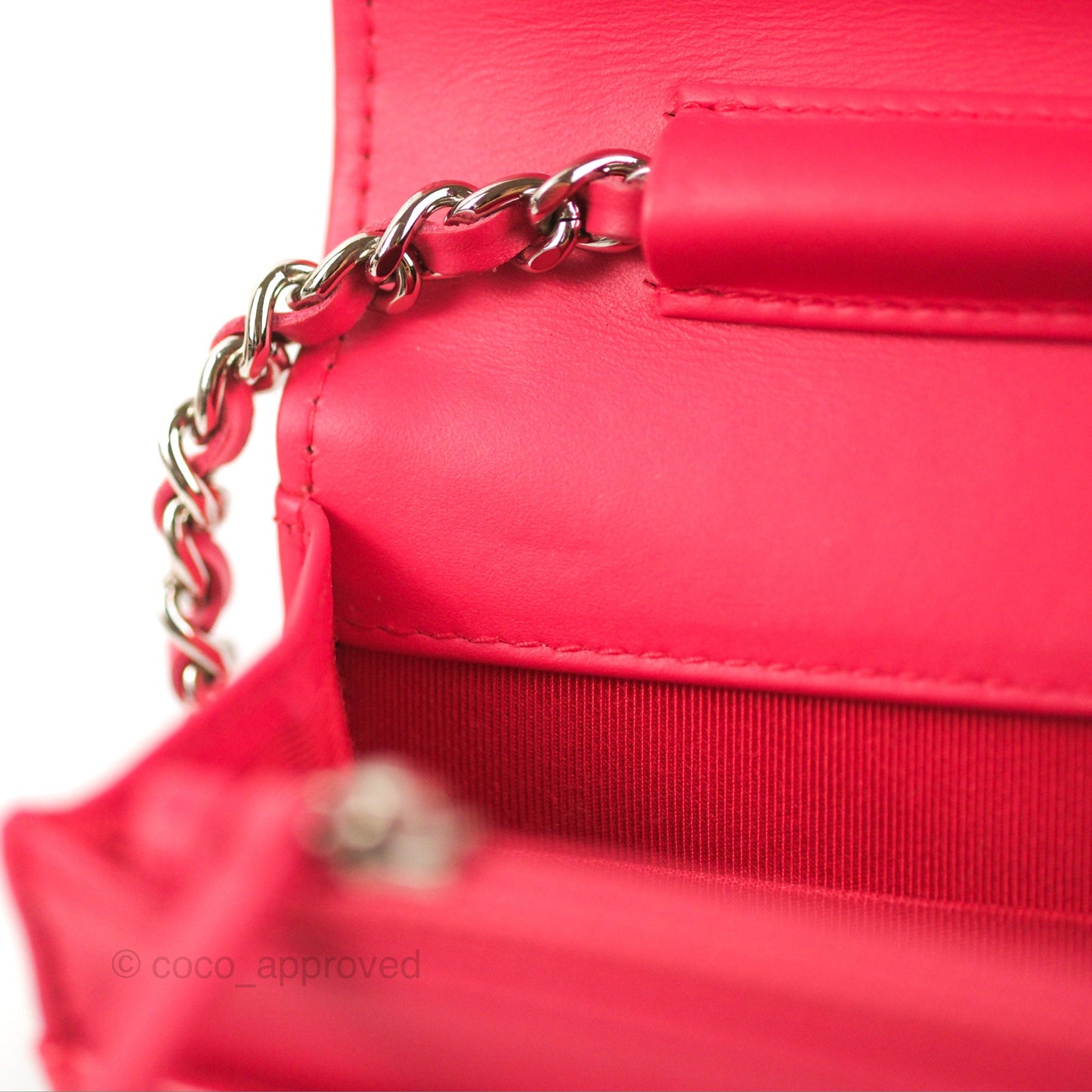 Chanel Quilted Classic Wallet on Chain WOC Pink Patent Silver Hardware