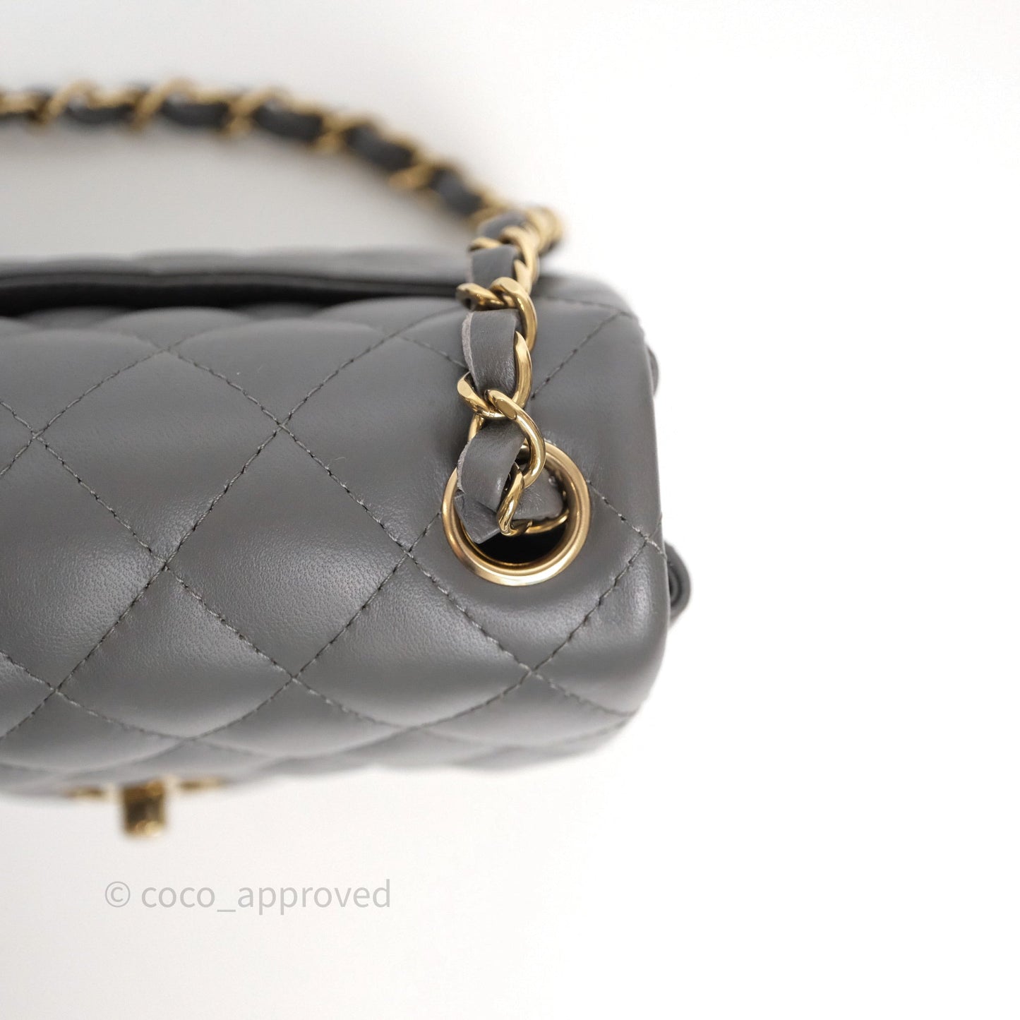 Chanel Mini Square Grey Lambskin Gold Hardware